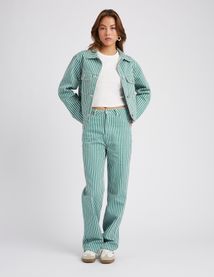 Veste en jean ray&eacute;e