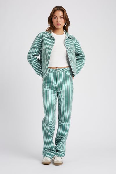 Veste en jean ray&eacute;e