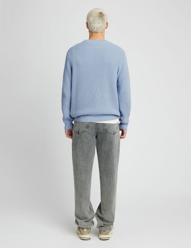 Pull col rond matière fantaisie