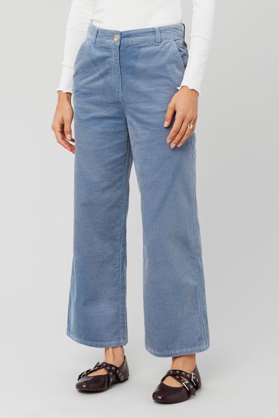Pantalon wide leg velours cropped