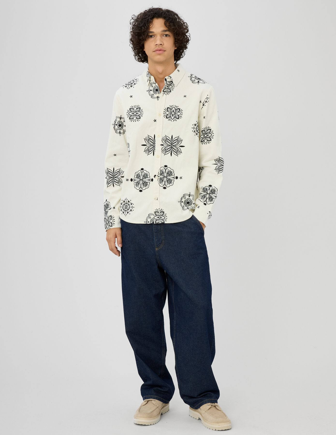 Chemise en velours imprim&eacute;e