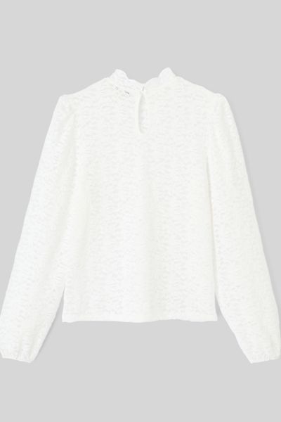 T-shirt col montant dentelle