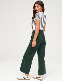 Pantalon wide leg court en velours