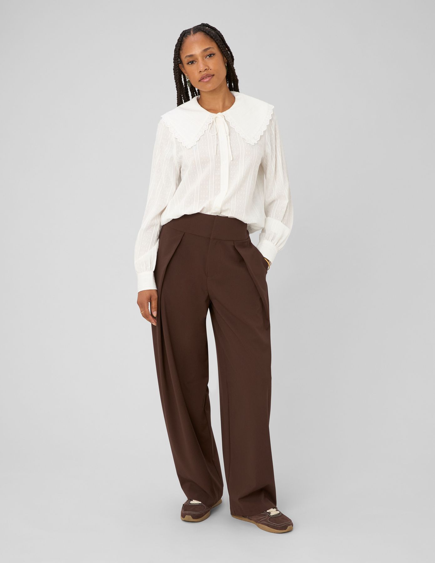 Pantalon ample pliss&eacute;