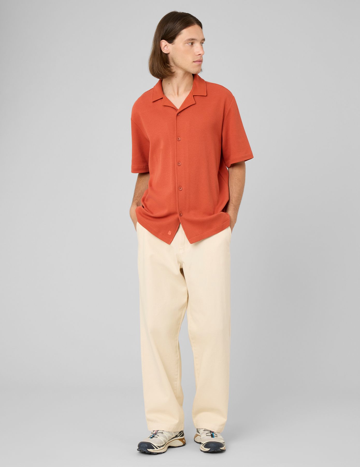 Chemise waffle manches courtes