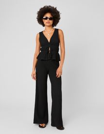 Pantalon fluide mati&egrave;re textur&eacute;e