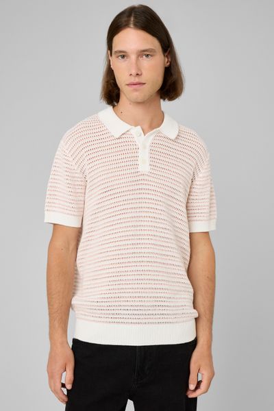Polo en maille ajour&eacute;e ray&eacute;e
