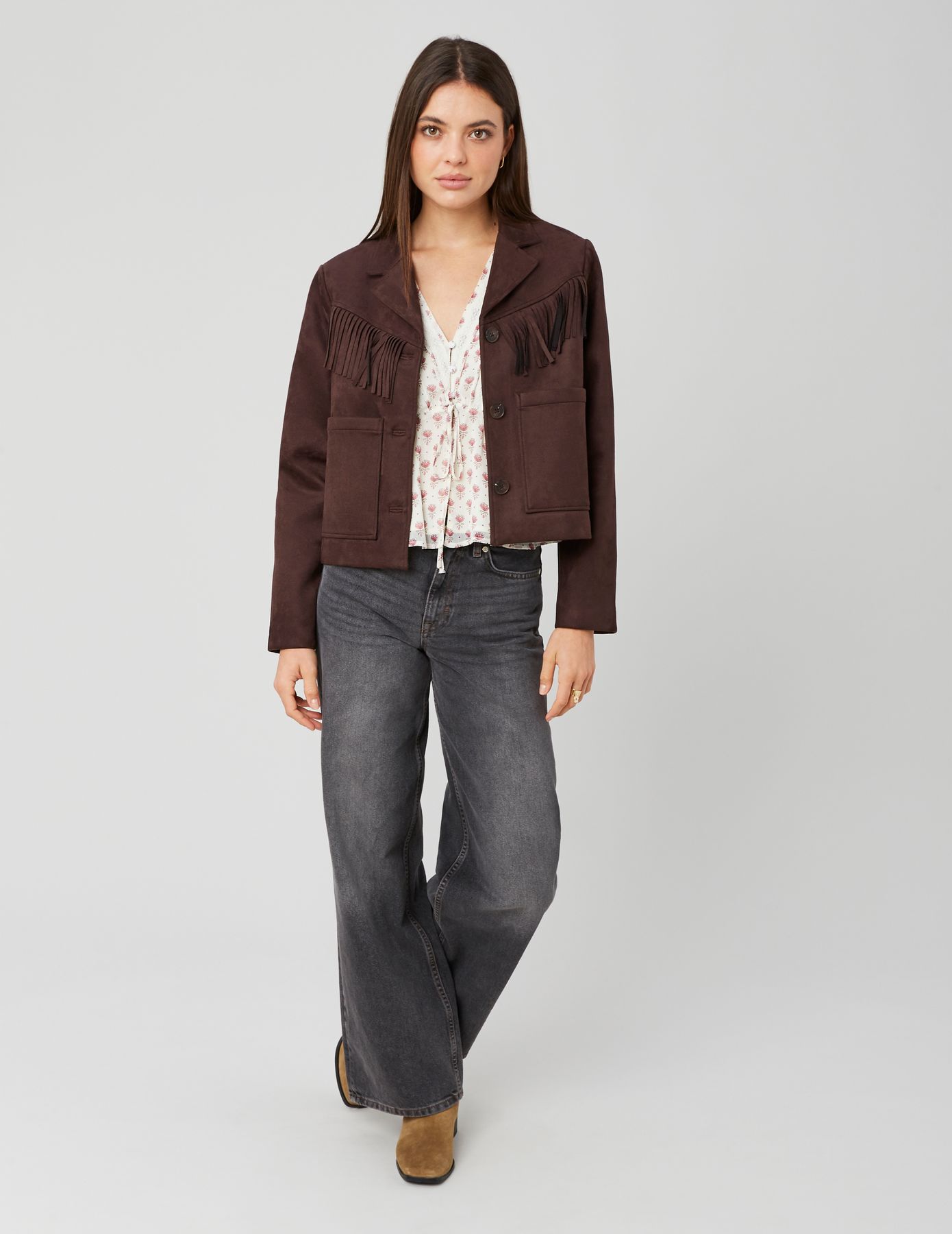 Veste su&eacute;dine &agrave; frange