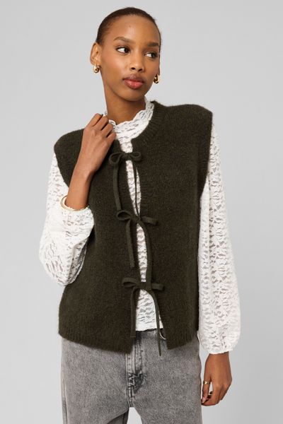 Gilet sans manche &agrave; n&oelig;uds