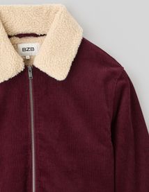 Blouson zippé velours col sherpa