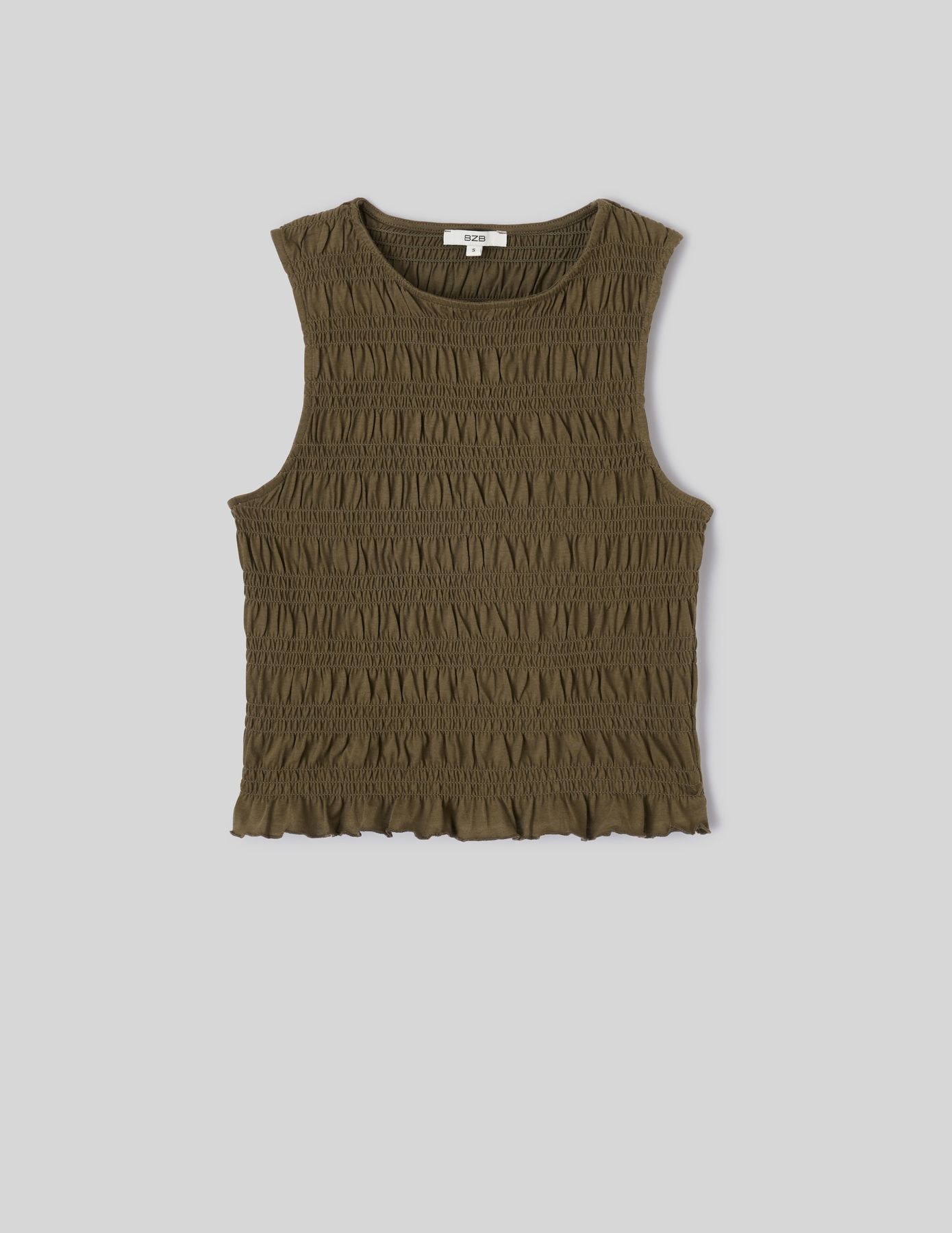 Top sans manche smock&eacute;