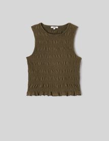 Top sans manche smock&eacute;