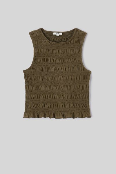 Top sans manche smock&eacute;
