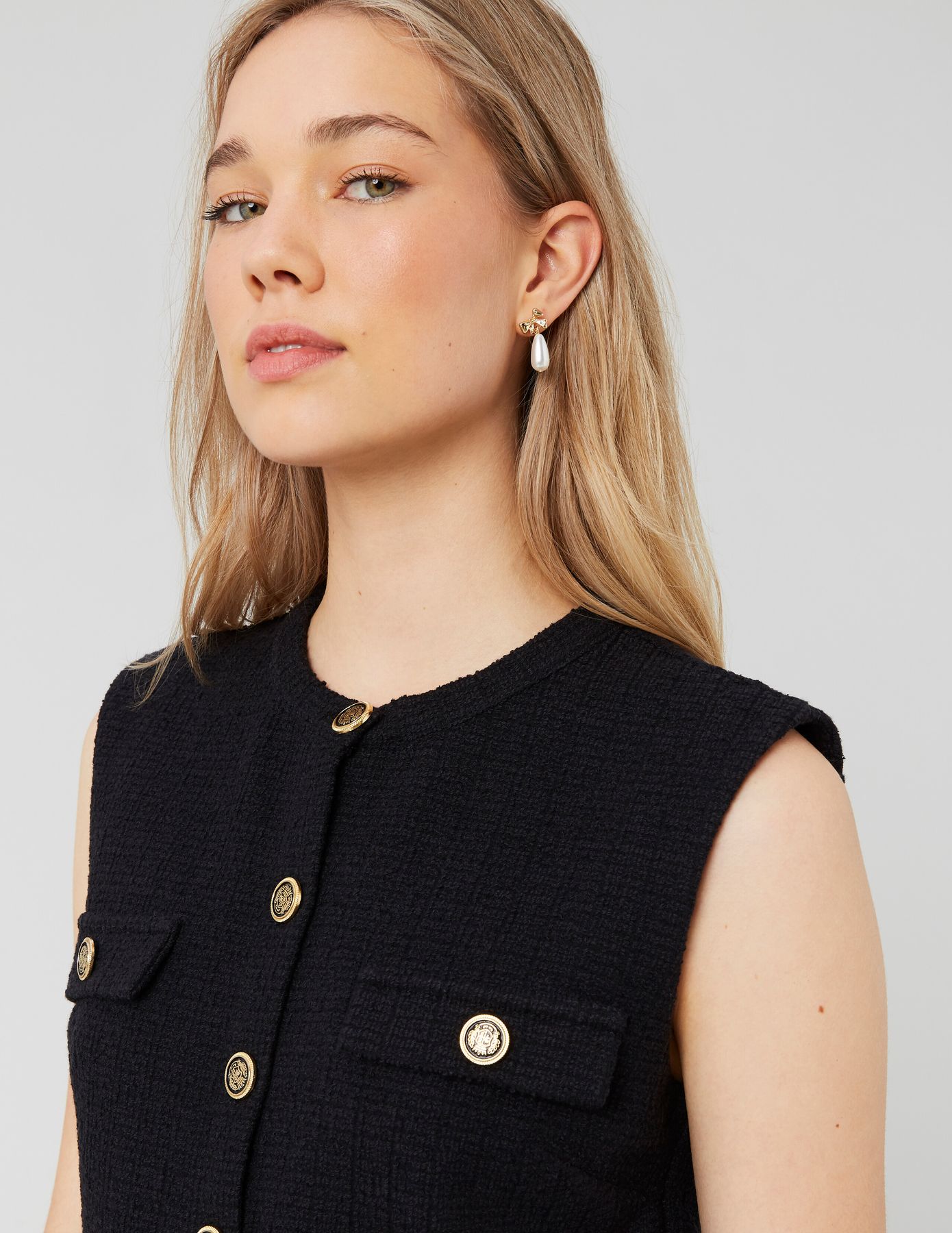 Top sans manches effet tweed