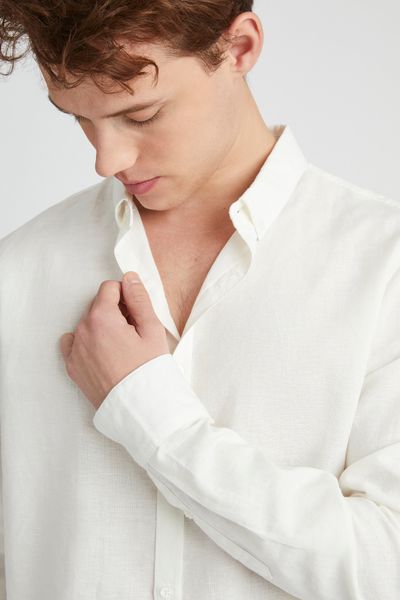 Chemise coton lin unie