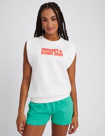 Sweat sans manches imprimé velours