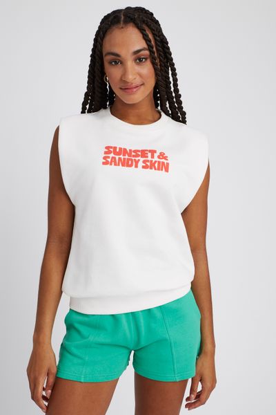 Sweat sans manches imprimé velours