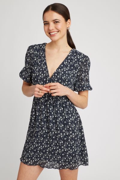 Robe courte plissée imprimée