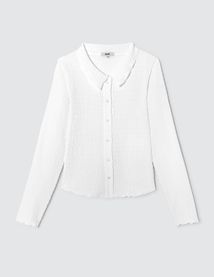 T-shirt boutonn&eacute; col chemise