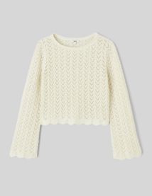 Pull en crochet avec fils en lurex dor&eacute;