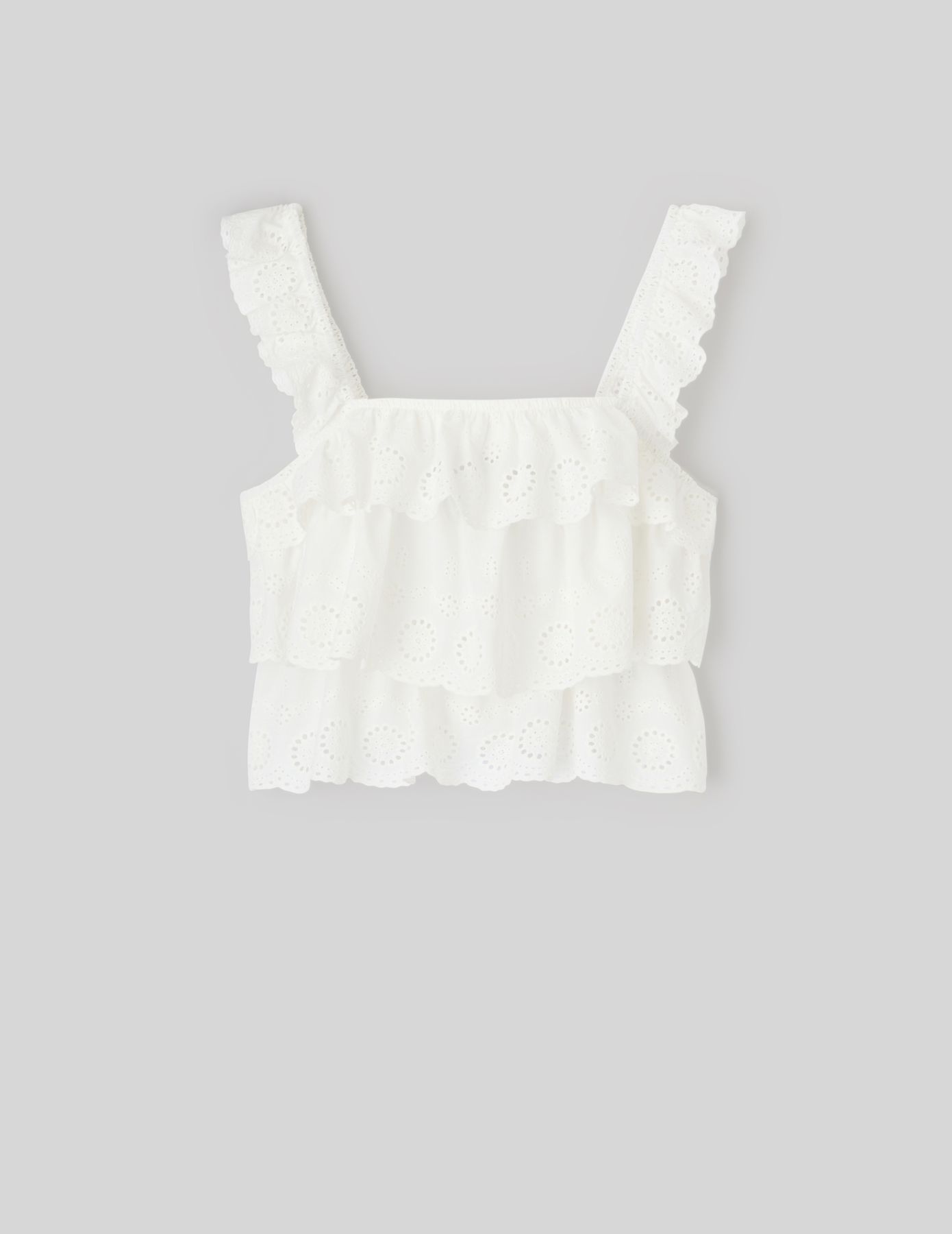 Top broderie anglaise à volant