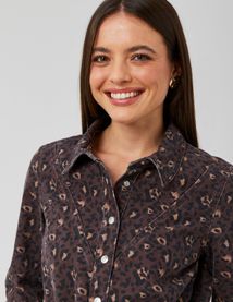 Combinaison en denim imprimé léopard