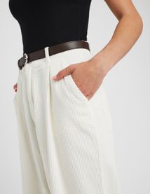 Pantalon velours wide leg &agrave; pinces