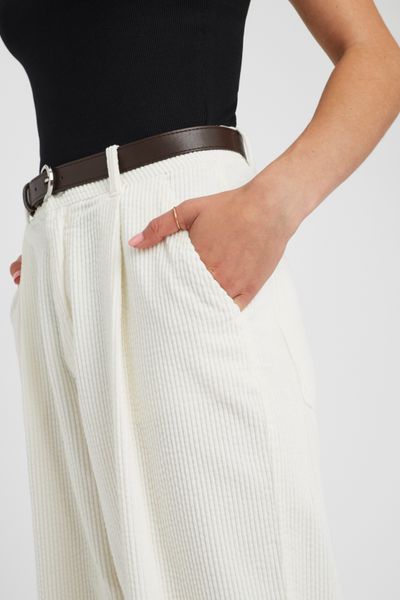 Pantalon velours wide leg &agrave; pinces