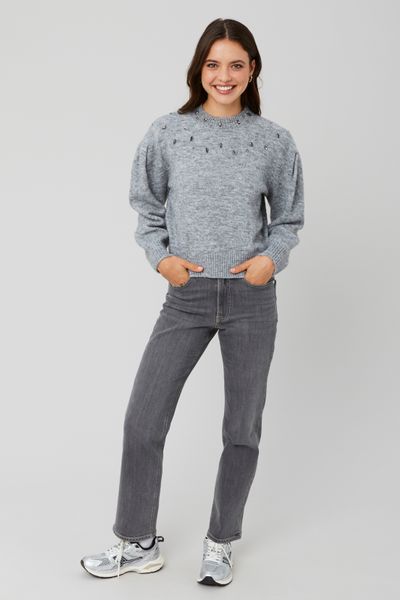 Pull col montant bijoux