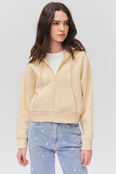 Sweat court zipp&eacute; &agrave; capuche