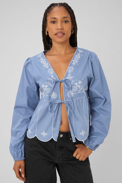 Blouse manches longues brod&eacute;e