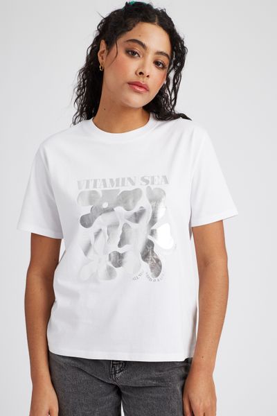 T-shirt imprim&eacute; argent&eacute;