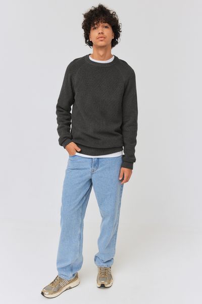 Pull col rond coton uni