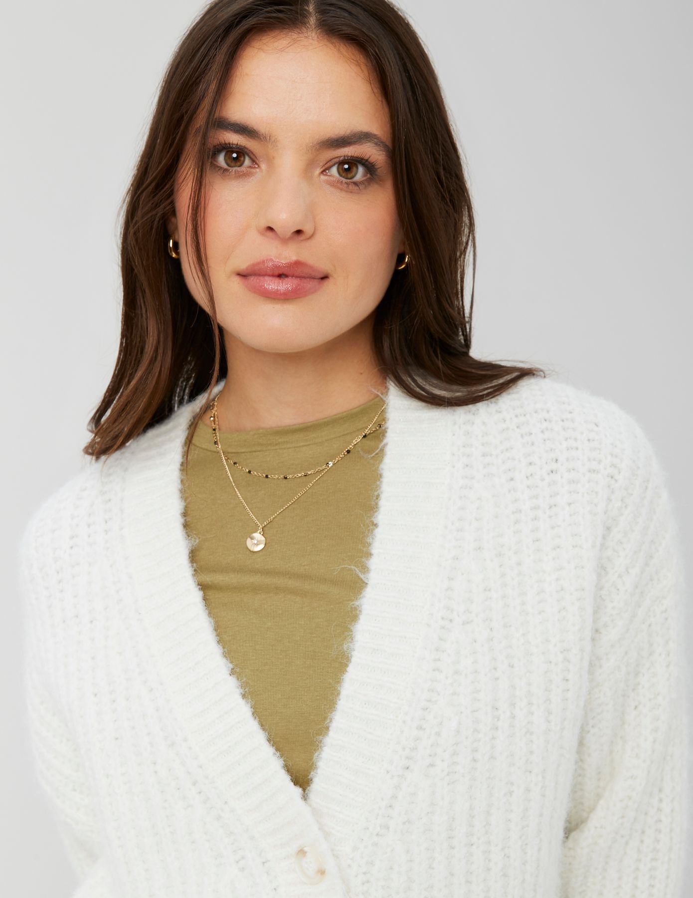 Gilet boutonné maille perlée