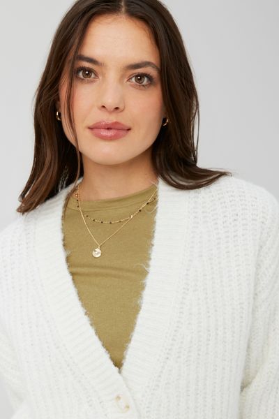 Gilet boutonné maille perlée