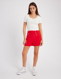 Short à boutons fantaisie en polyester recyclé
