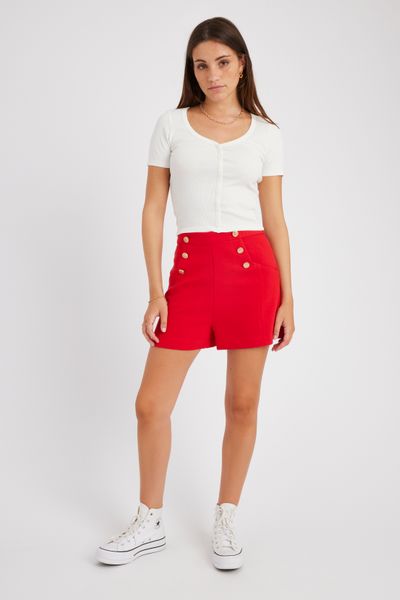 Short à boutons fantaisie en polyester recyclé