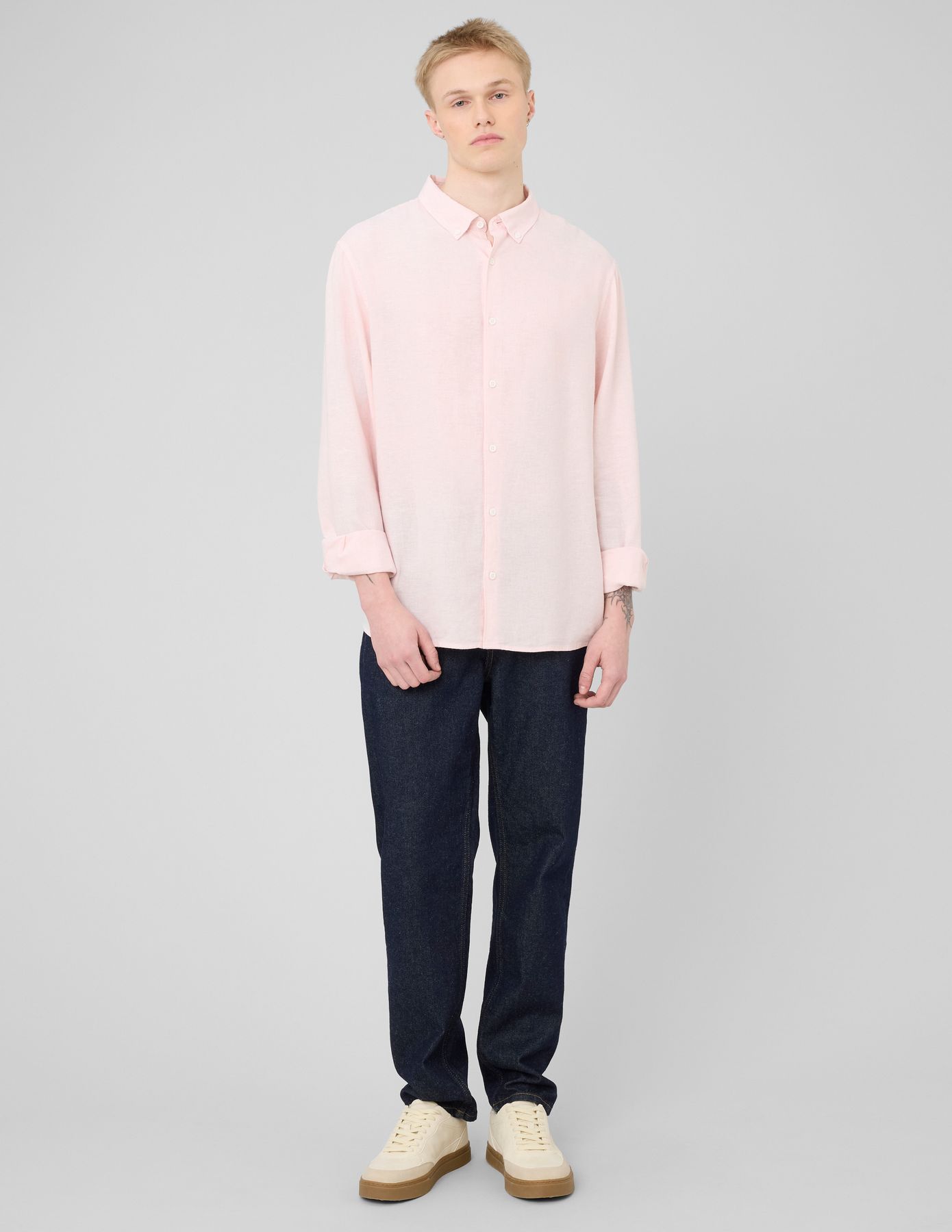 Chemise manches longues viscose lin