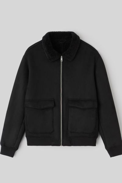 Blouson zippé peau retournée