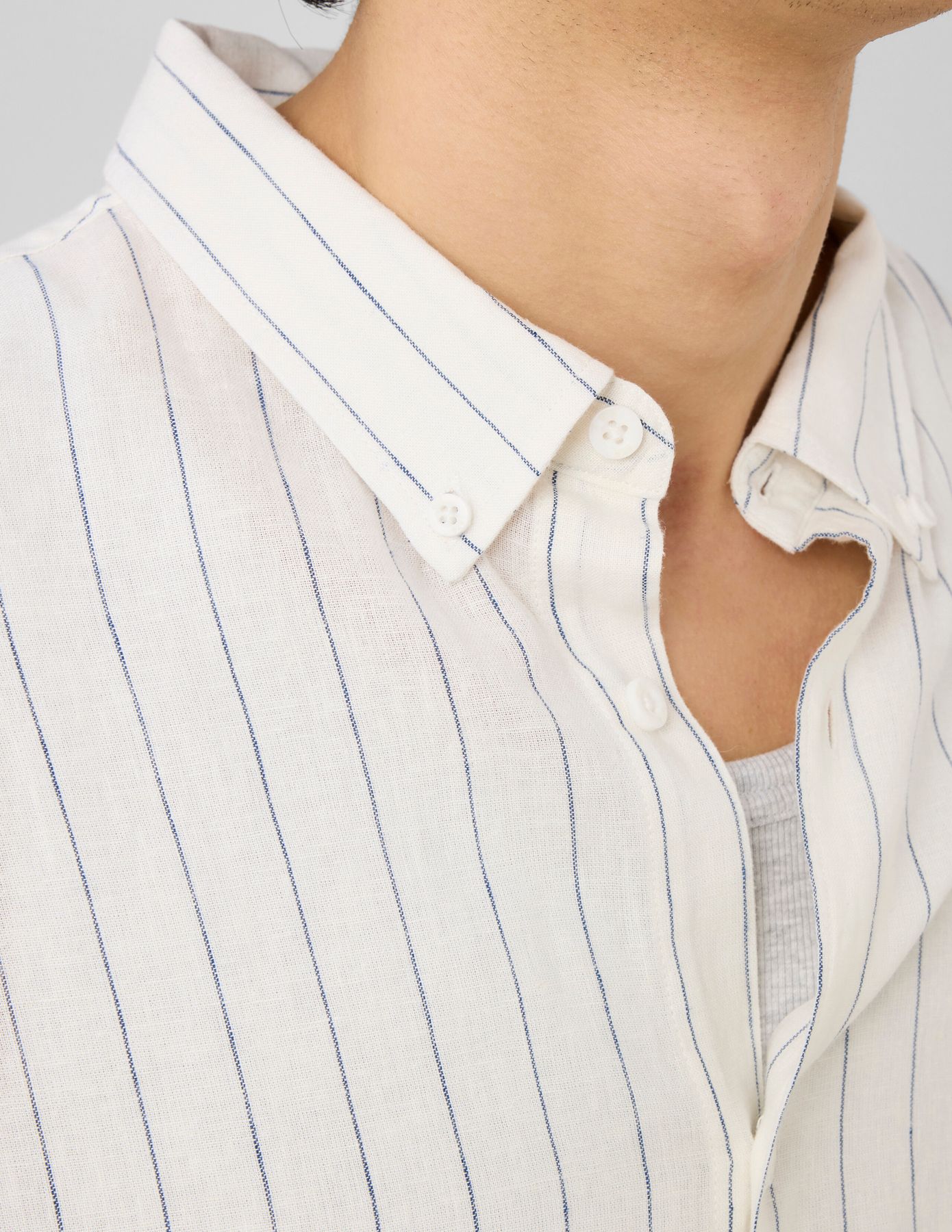 Chemise manches longues ray&eacute;e viscose lin