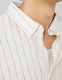 Chemise manches longues ray&eacute;e viscose lin