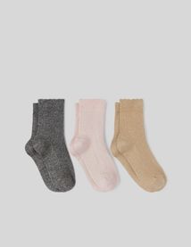 Lot 3 paires de chaussettes lurex festonn&eacute;es