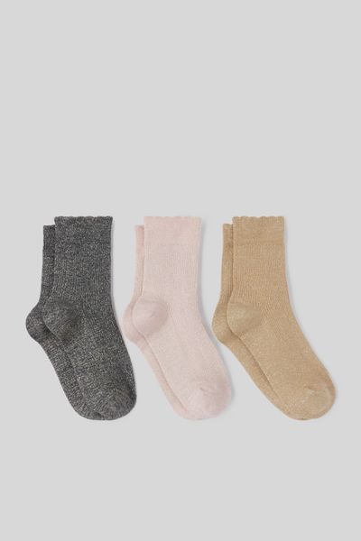 Lot 3 paires de chaussettes lurex festonn&eacute;es