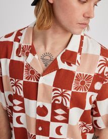 Chemisette imprim&eacute;e lin