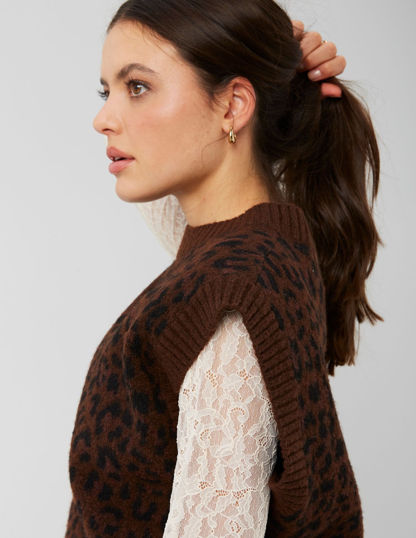 Pull sans manches léopard