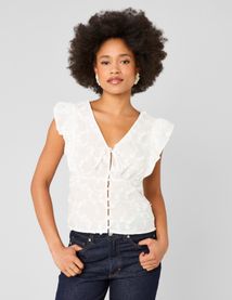 Blouse sans manches en broderie 3D