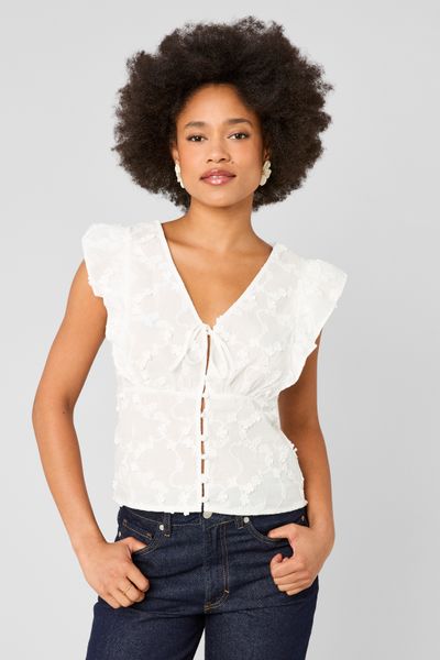 Blouse sans manches en broderie 3D