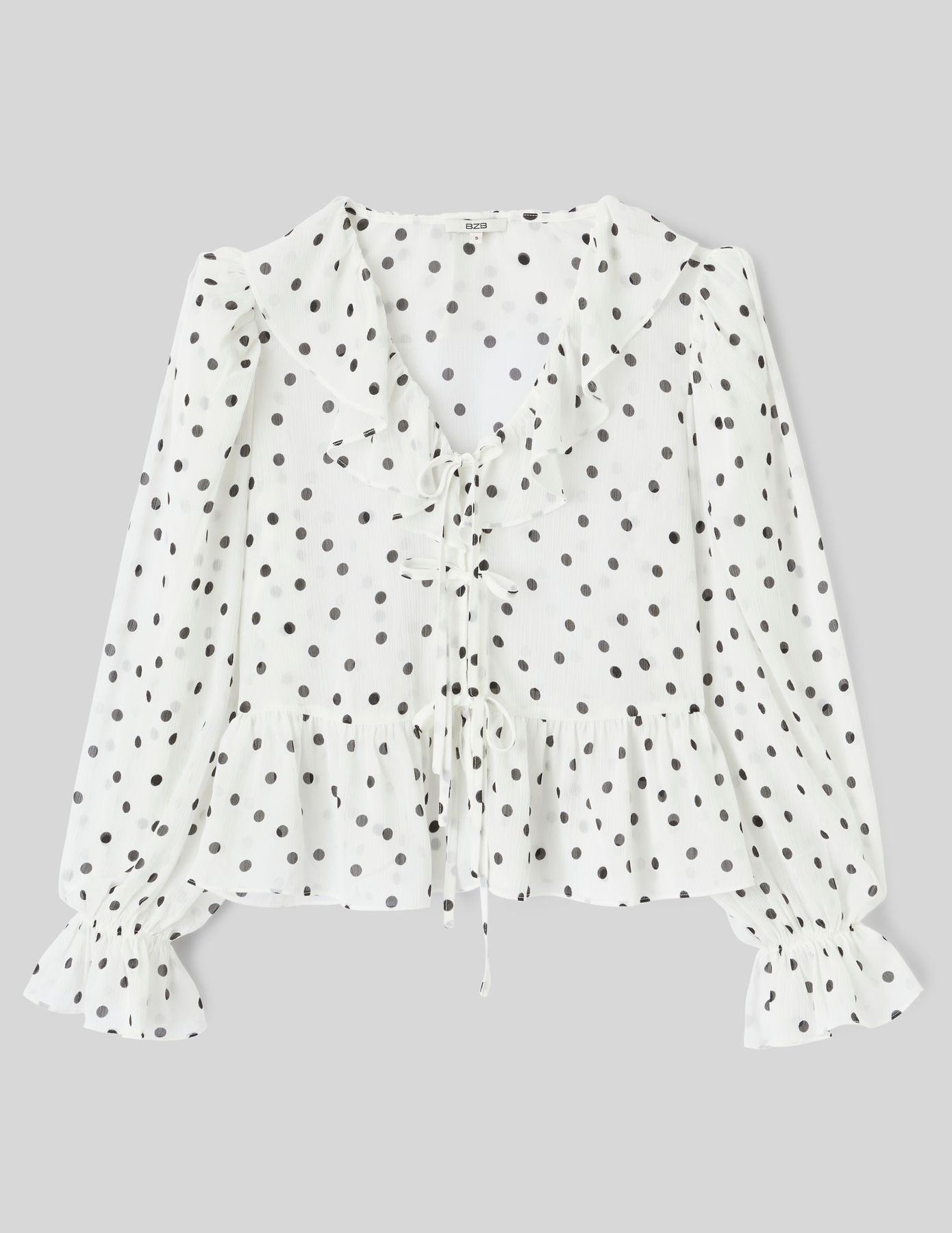Blouse &agrave; volants motif pois