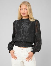 Blouse f&ecirc;te jacquard nou&eacute;e