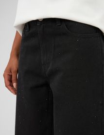 Jean wide leg &agrave; strass